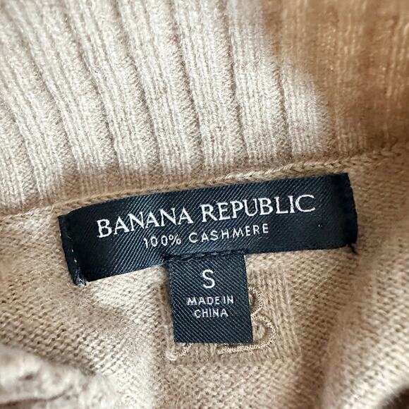 NEW Banana Republic Cashmere Sweater Pullover Mock Neck Camel Tan Womens Small - Picture 4 of 12
